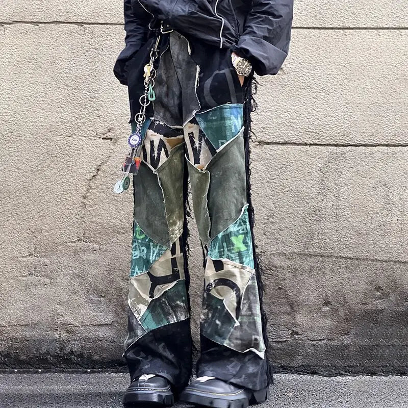 LUZHEN 2025 New Personalized Patchwork Design Straight Casual Pants Men's High Street Fashion Original Handsome Trousers JY3605