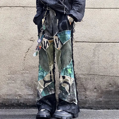 LUZHEN 2025 New Personalized Patchwork Design Straight Casual Pants Men's High Street Fashion Original Handsome Trousers JY3605