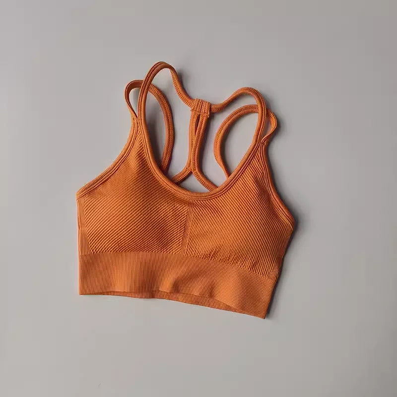 Women Breathable Sports Bra Shockproof Fitness Tops Gym Crop Top Brassiere Push Up Sport Bras Gym Workout Top Seamless Yoga Bra