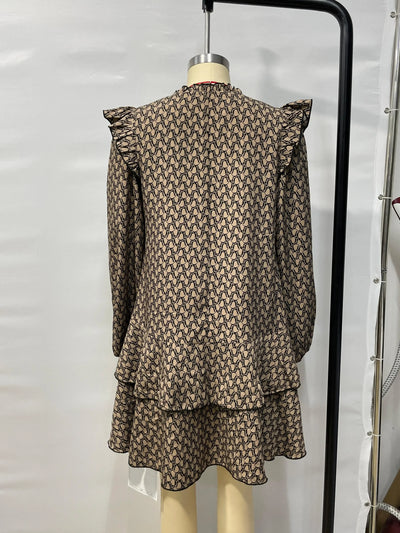 Dresses for Women 2025 Fashion Elegant Long Sleeve Print Women Dress V-Neck Lace-up Dress Women Vestidos De Verano Mujer Q23