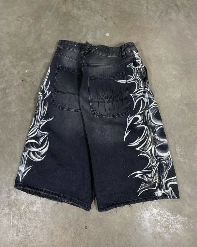 2025 European and American Fashion High Street Trendy Brand Denim Shorts Men Y2k Harajuku Hip-hop Rock Versatile Jeans Women