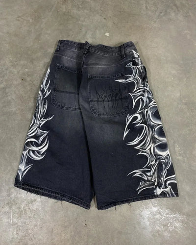 2025 European and American Fashion High Street Trendy Brand Denim Shorts Men Y2k Harajuku Hip-hop Rock Versatile Jeans Women