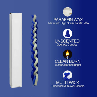 1PACK White and Blue Braided Candle Havdalah Candle Lighting Shabbat Candles Handcrafted Candles Judaica Gift