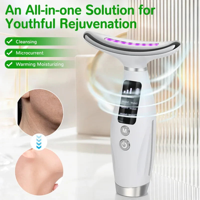 2025 EMS Micro-current Neck Face Beauty Device 7 Color Facial Massager for Enhanced Face Neck and Shoulder Care with Vibrating