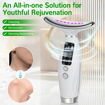 2025 EMS Micro-current Neck Face Beauty Device 7 Color Facial Massager for Enhanced Face Neck and Shoulder Care with Vibrating