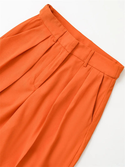 Women's Trousers New Summer 2025 Orange Mid Rise Simple Trousers Casual Commute Stylish Versatile