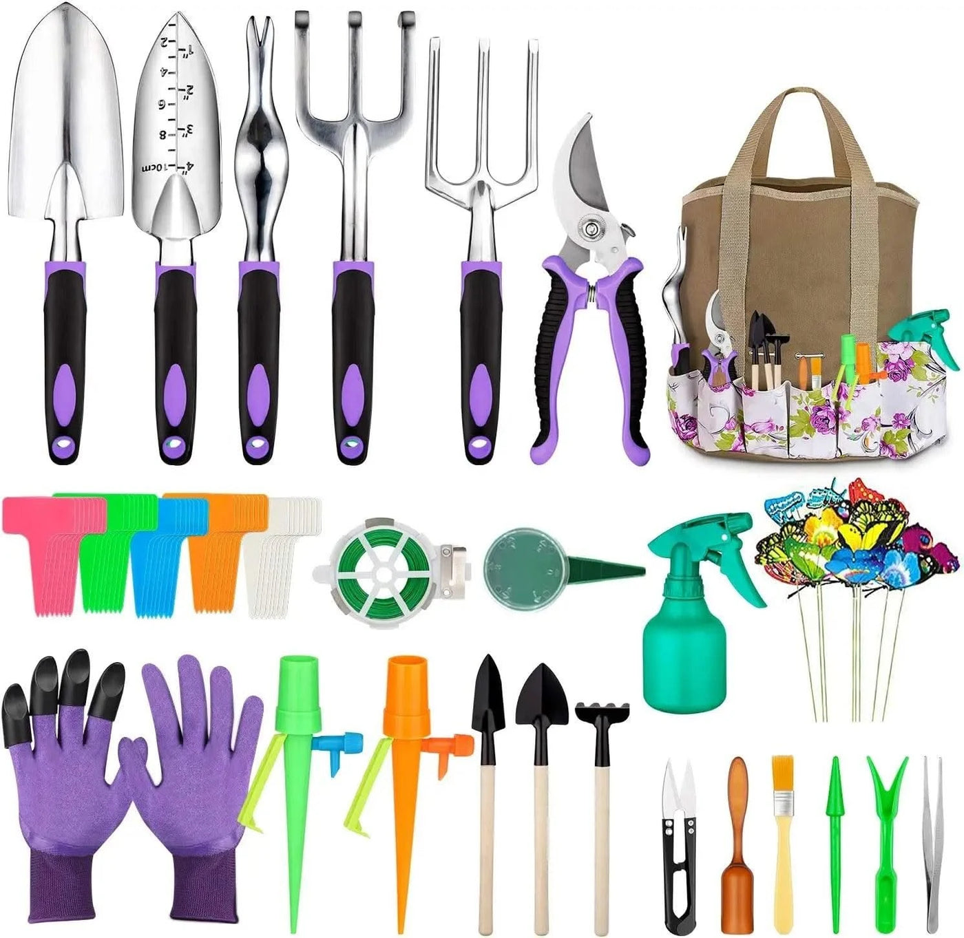Garden Tools Set 83 Pieces, Succulent Tools Set Included, Heavy Duty Aluminum Gardening Tools for Gardening, Storage Tote Bag
