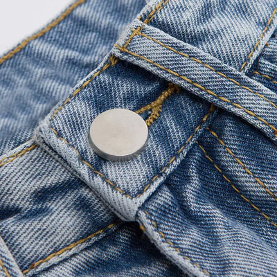 High-waist Plus-size Women Jeans Loose Small Person Straight Crotch Versatile Slimming Trousers Cotton Material