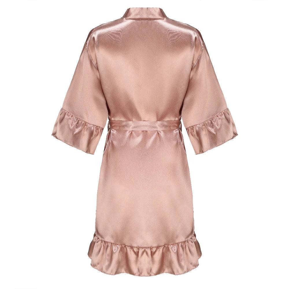 Satin Silk Robes Plus Size Wedding Bathrobe Bride Bridesmaid Mother Maid of Honor Gown Women Ruffle Bathrobe
