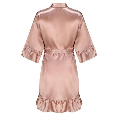 Satin Silk Robes Plus Size Wedding Bathrobe Bride Bridesmaid Mother Maid of Honor Gown Women Ruffle Bathrobe