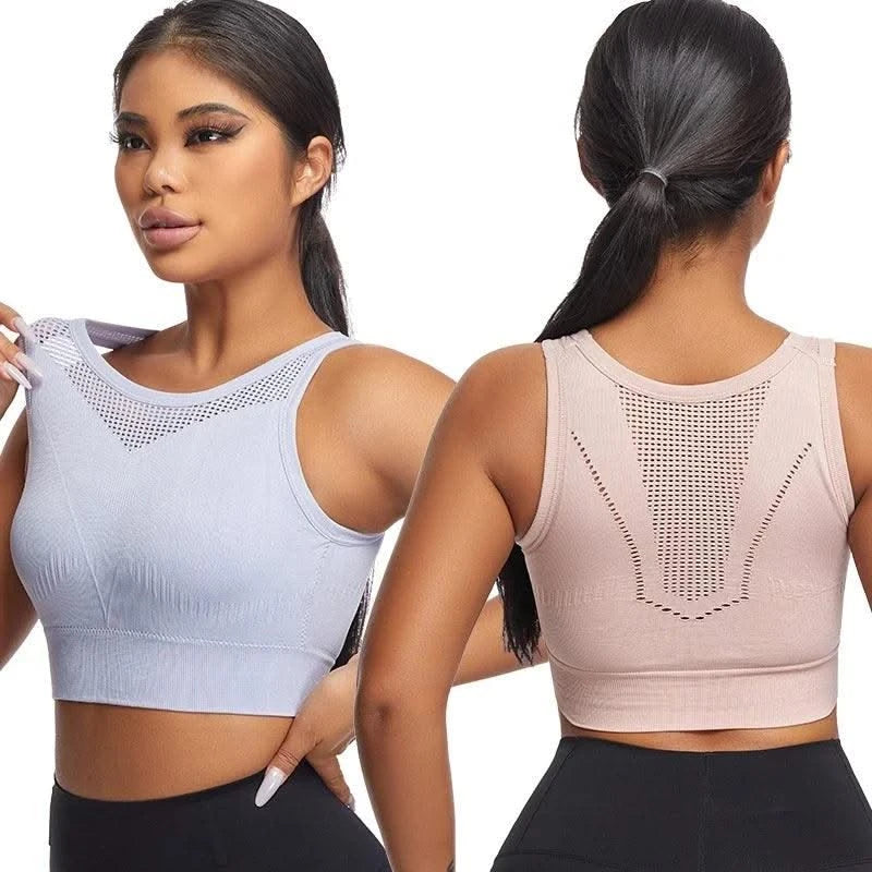 Sports For Women With Hollowed Out Beautiful Back, Yoga Vest, Fixed Chest Pad, Non Steel Ring Gathered Sports Bra
