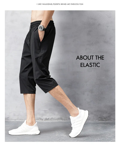 Summer Cropped Trousers for Men, Ice-Feel Breathable Stretch Trousers, Casual Versatile Shorts