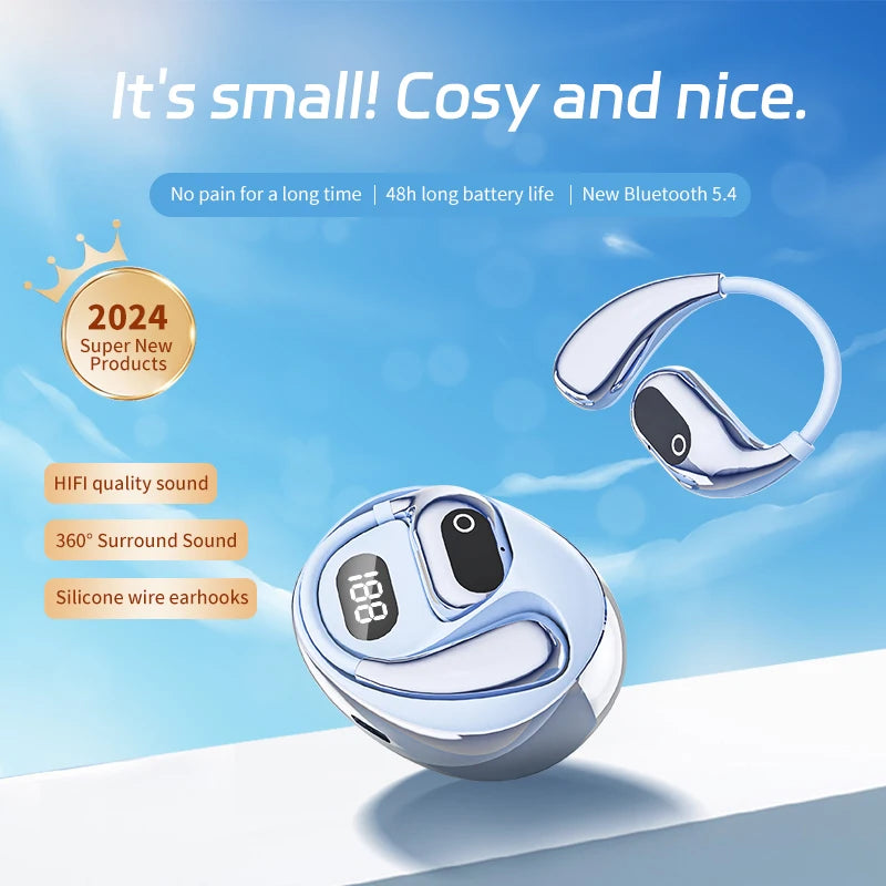 Wireless Earbuds, New 50H Bluetooth 5.4 Headphones Sport, HiFi Stereo Sound Wireless Earphones with Earhooks, IP7 Waterproof Ear