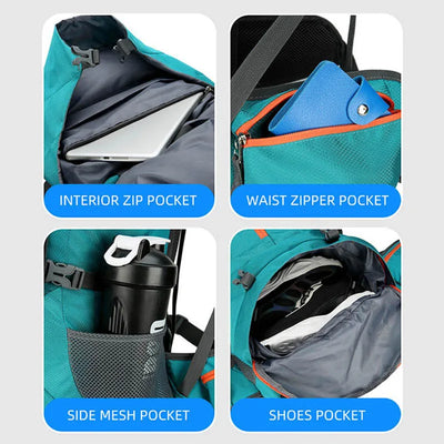 Hiking Backpack Camping Bag Mountain Climbing with Waterproof Rain Cover Daypack for Men Women Outdoor Travel Rucksack Fishing