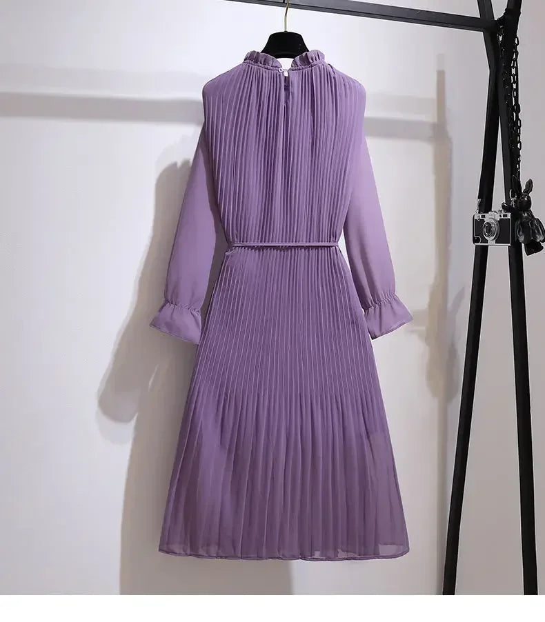 Purple Dresses for Women 2024 Woman Dress Midi Silk Satin Chiffon Clothes New Features of Sale Outfits Fashion Retro Hot X Xxl G