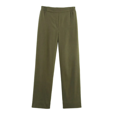 2025 new women's clothing European and American style fashionable versatile blended loose elastic trousers