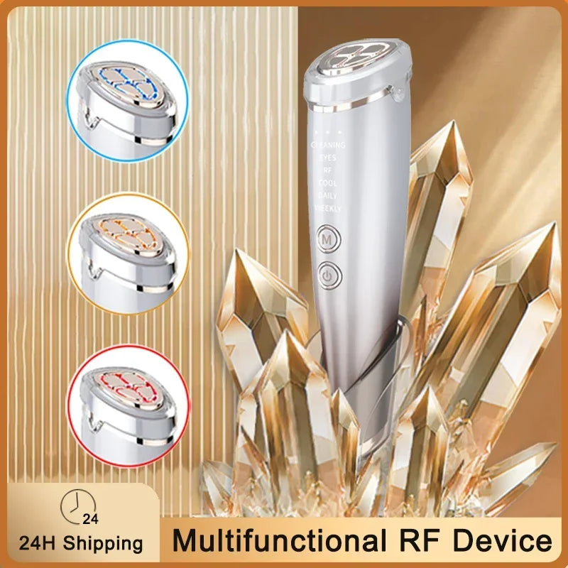 High Frefruquency RF Neck Face Beauty Device Anti-aging Remove Double Chin EMS Facial Lifting Warm Facial Massager