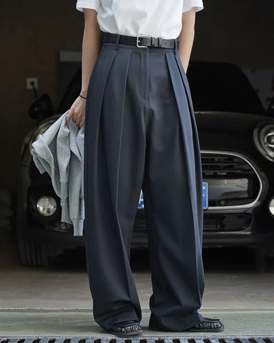 women's casual solid color straight leg wide trousers loose wear thin trousers pants