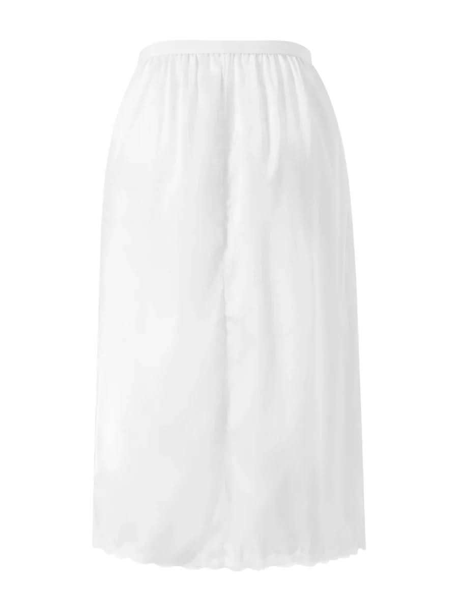 Women's Half Slips Elastic Waist Solid Color Satin Underskirt Lace Trim Skirt Under Dresses Bottoming Mini Slip Dress Petticoat
