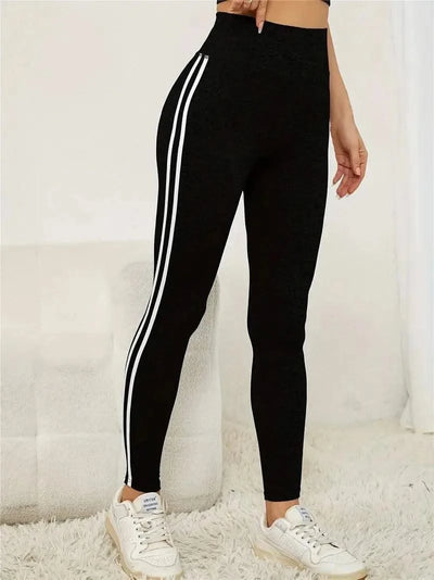 Women Side Stripe Sports Fitness Yoga Leggings Activewear