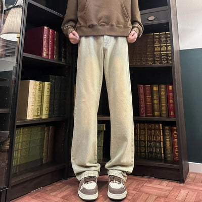 Autumn New Men's Jeans Baggy Straight Wide Leg Male Fashion Vintage Denim Pants Men Youth Popular Brand Streetwear Jean Trousers