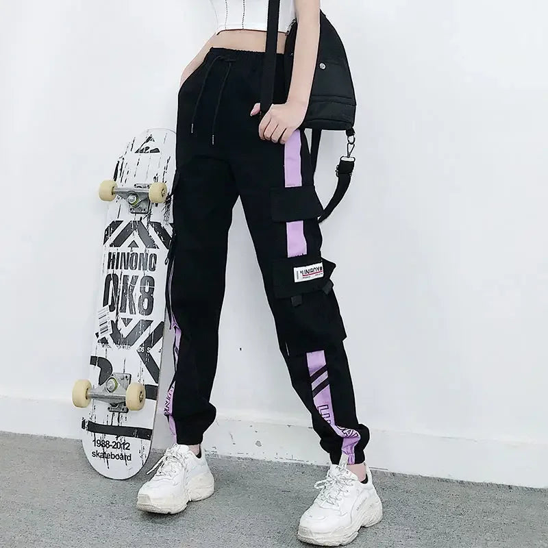 New Big Pockets Cargo Pants Women Ankle-length High Waist Drawstring Loose Streetwear Hip Hop Versatile Joggers Trousers Female