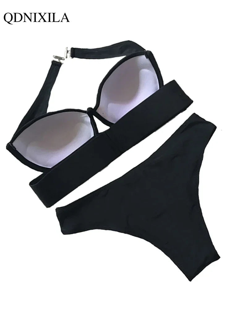 2025 Woman Separate Swimsuit Beach Outfits High Waist Sexy Bikini Set 2 Pieces Plus Size Bathing Suit Feminine Women's Swimwear