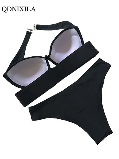 2025 Woman Separate Swimsuit Beach Outfits High Waist Sexy Bikini Set 2 Pieces Plus Size Bathing Suit Feminine Women's Swimwear