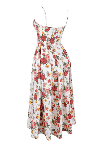 Elegant floral prints Dresses for summer women's dresses 2024 New Skinny Sexy Backless SLeeveless High Waist Maxi Sling Dress