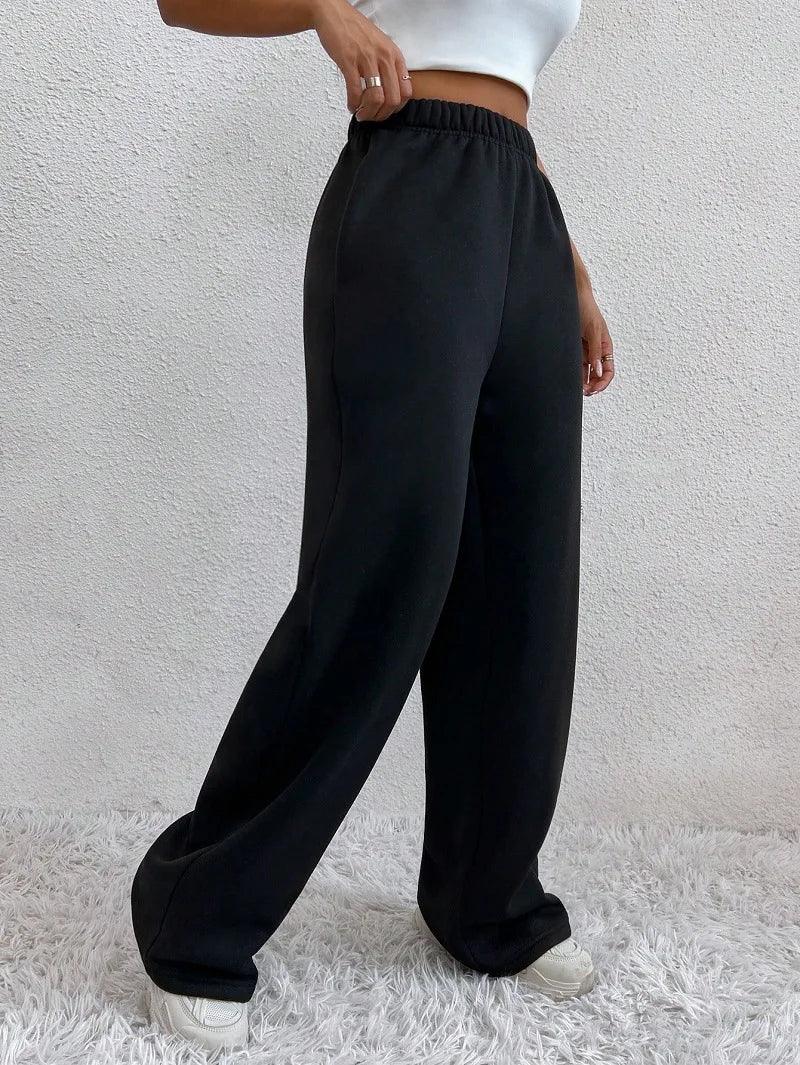 Casual Women Joggers Pants Fashion High Waist Black Solid Sweatpant Office Lady New Baggy Pant Oversized Pockets Chic Trousers