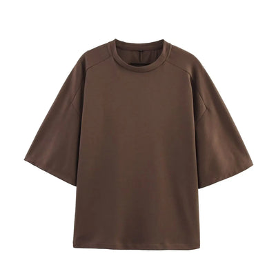 Women Summer Fashion 2 Pieces Short Sets Solid Loose T-Shirt and High Elastic Waist  Shorts Sportswear Female Chic Lady