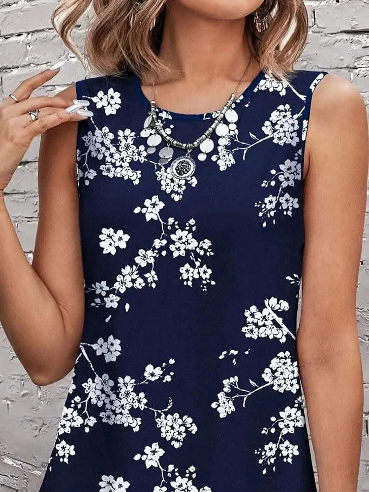 Floral Print Elegant Midi Tank Dresses For Women