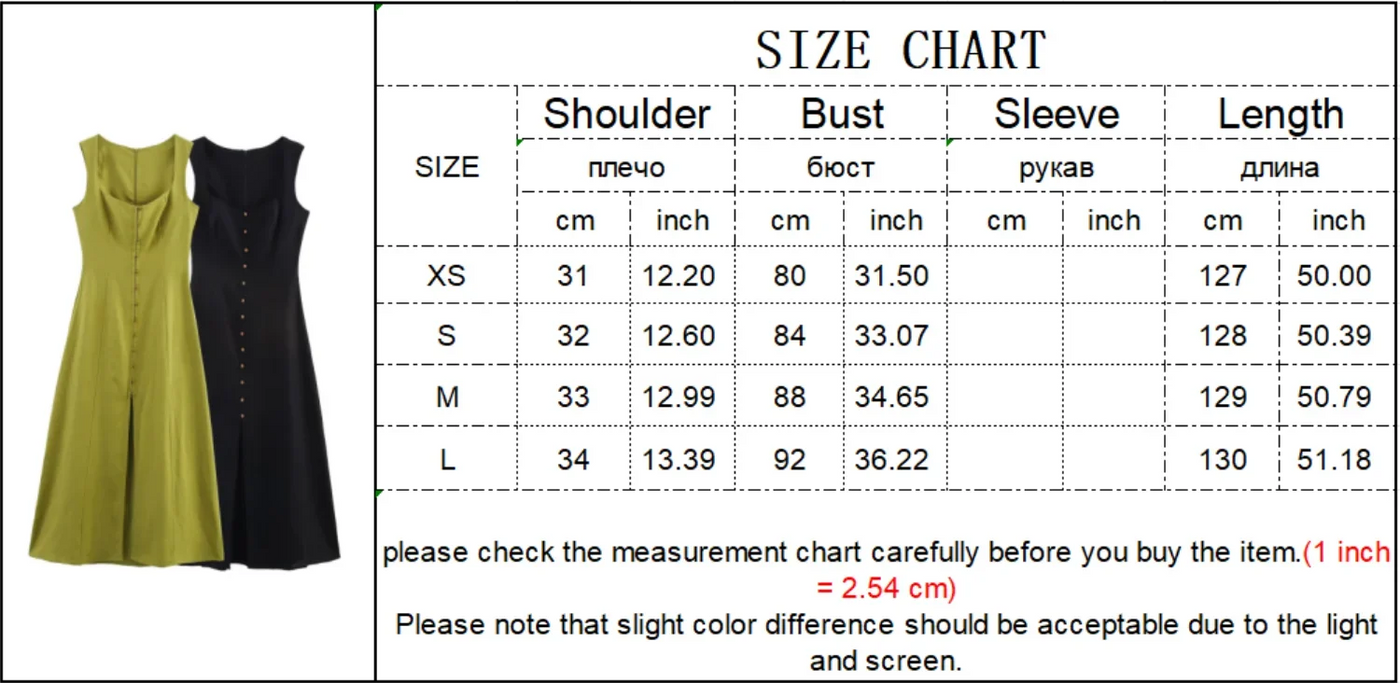 TFMLN Women's A-line Long Dress Elegant Square Neck Sleeveless Wide Sling Maxi Dresses 2025 Summer Lady Commute Button Dresses