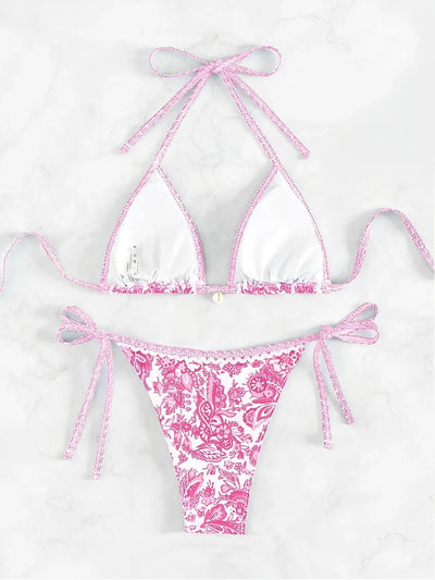 2025 Halter String Triangle Two Piece Bikini Women Swimwear Female Swimsuit Bathers Bathing Swimming Suit Beachwear Summer - Elanique