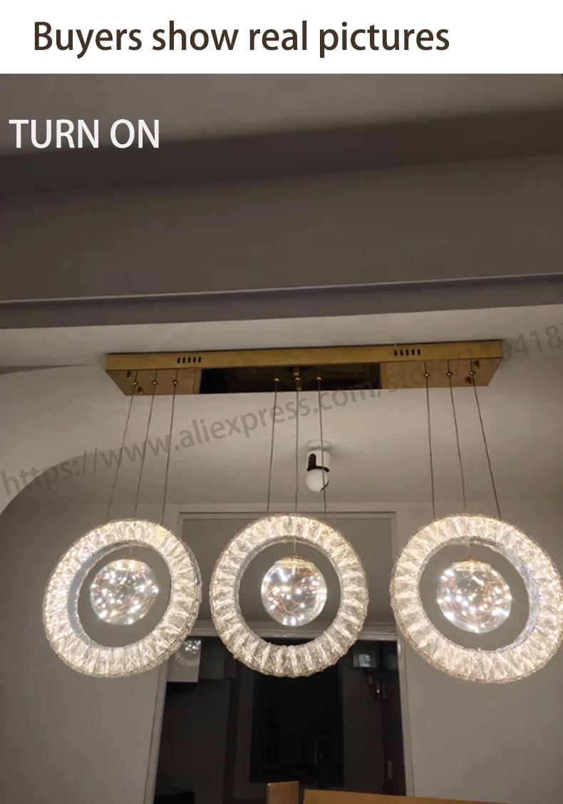 Modern Home DecorLED Lights Crystal Pendant Lamps Room Chandeliers Dining Table Pendant Lights Indoor Lighting Dimmable Light