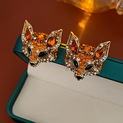 Luxury Crystal Cat Necklace Earrings Beaded Exaggerated Rhinestones Pendant Necklace Accessories Neck Jewelry