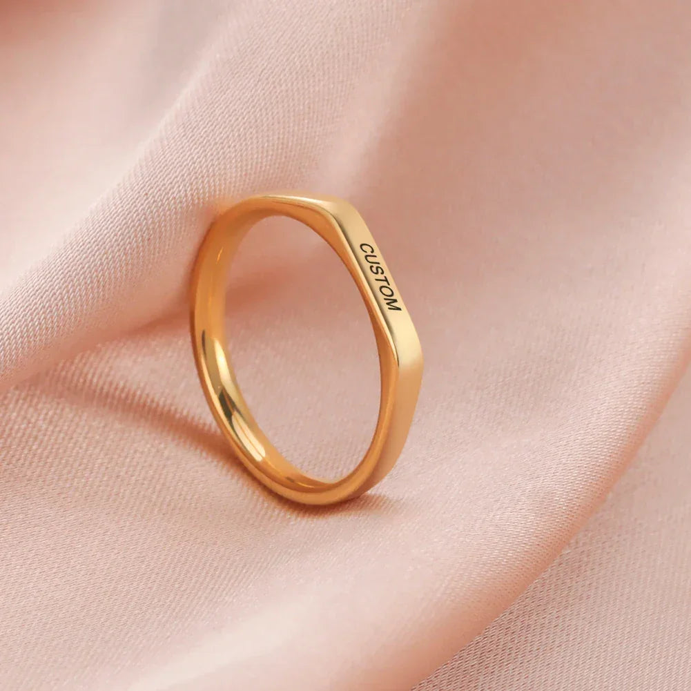Engrave Name Finger Rings Personalized Custom Ring Gift For Woman Men Wedding Marry Silver Color Stainless Steel Jewelry