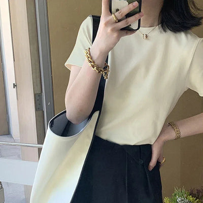 2025 Summer T shirts for Women Men Brown Casual Female Korean Streetwear Tees Unisex Basic Solid Young Cool Oversized Tops