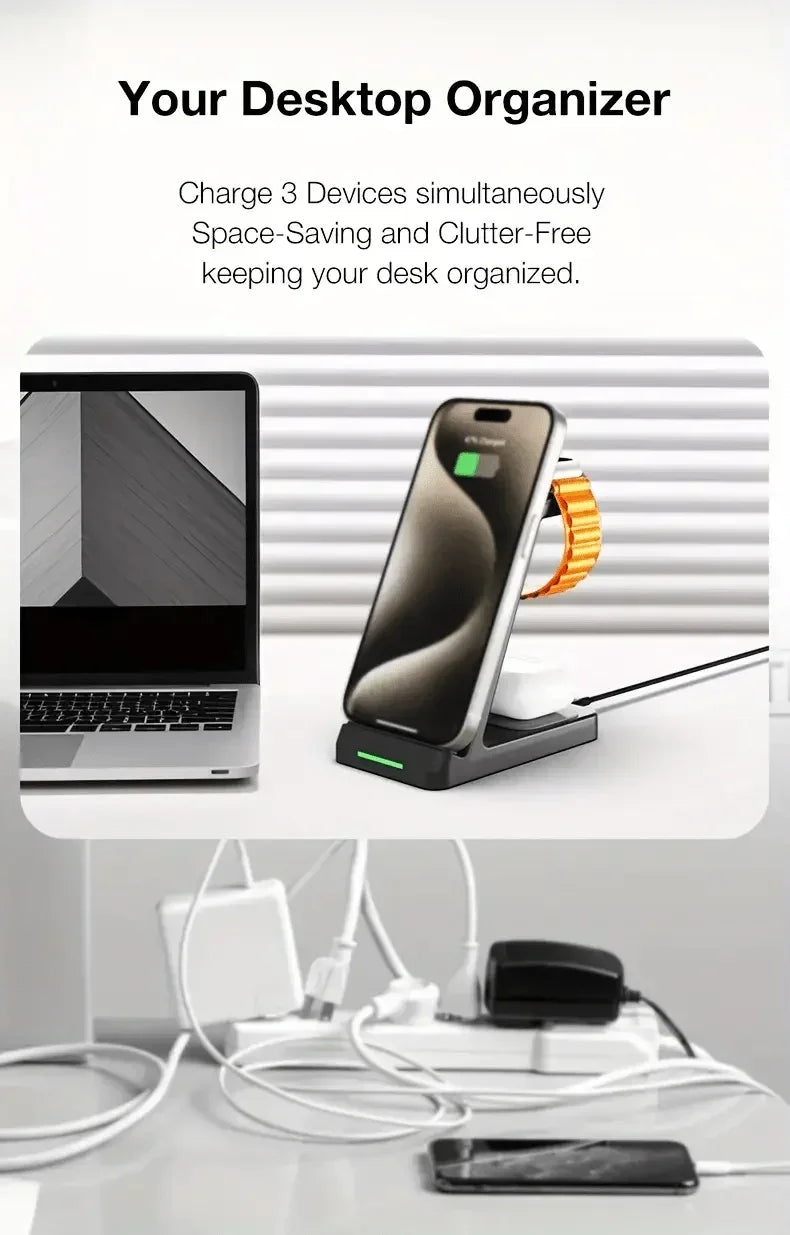 30W Wireless Charger Stand 3 in 1 Fast Charging Station for iPhone 16 15 14 13 12 iWatch 10/9/8/7/6/5/4/3 Airpods 4/3/2/Pro