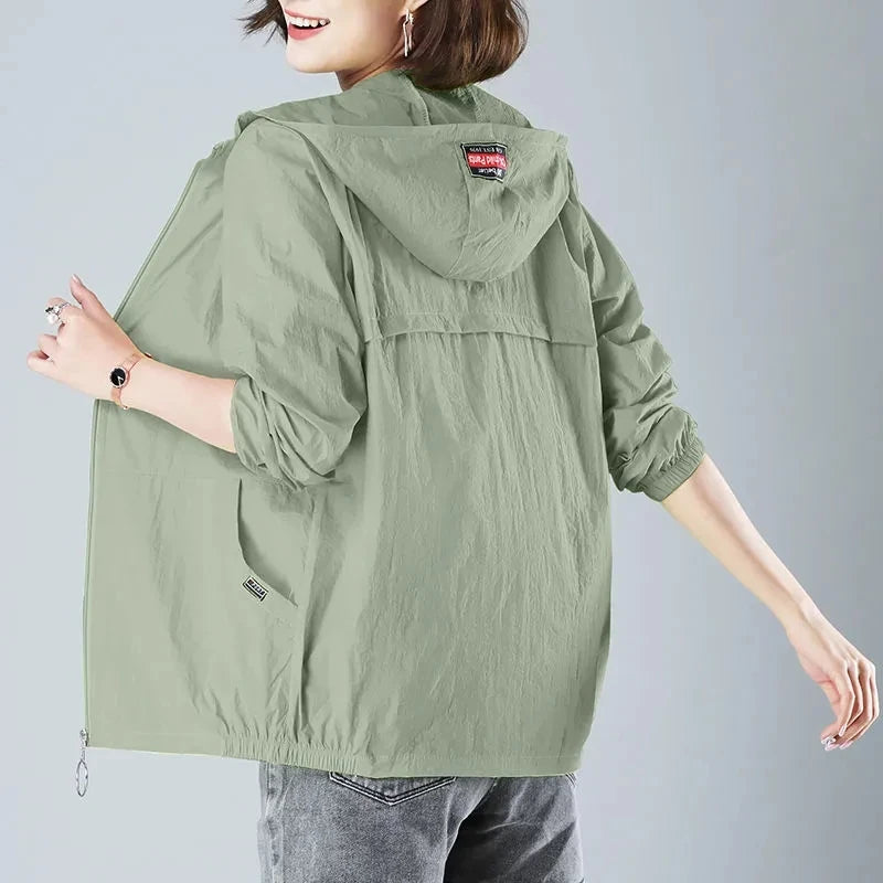 2025 New Fashion Summer Sun Protection Clothing Women Hooded Short Breathable Loose Print Thin Casual Sun Jackets Female Coats