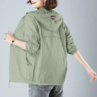 2025 New Fashion Summer Sun Protection Clothing Women Hooded Short Breathable Loose Print Thin Casual Sun Jackets Female Coats