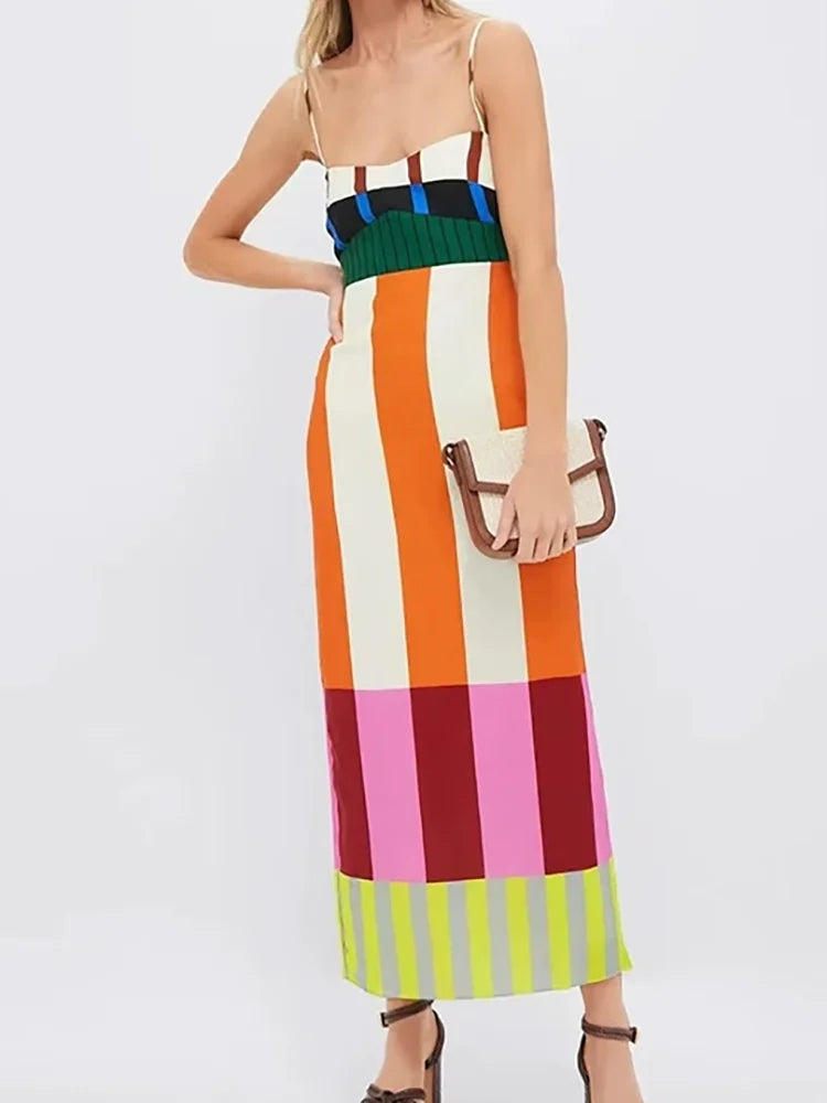 Women Loungewear Fashion Backless Maxi Dress Summer Print Holiday Sleeveless Deep V-Neck Elegant Ladies Party Dress Dropshipping