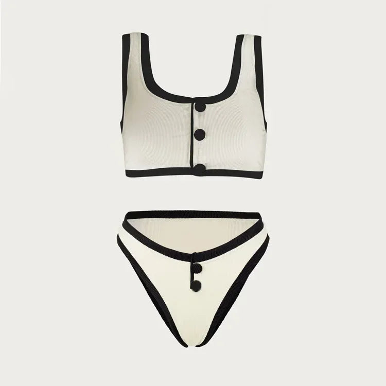 Woman Swimwear 2025 High Waist Bikinis Shorts Women's Swimsuit Luxury Ribbed Two-piece Bathing Suits Summer Bikini Set Swim Suit