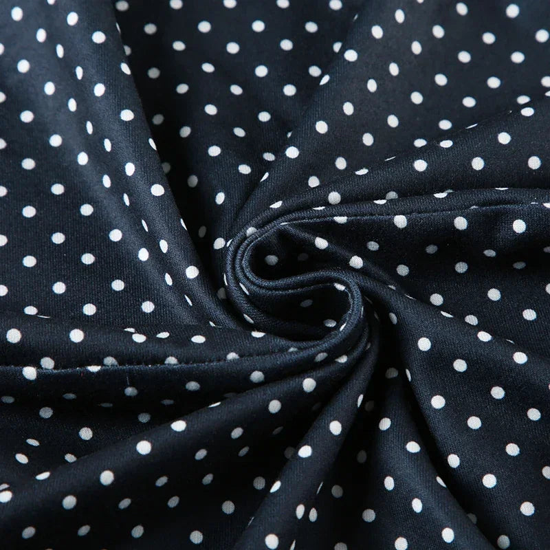 Sleeveless Short Dot Print Women Dresses Slim Fit Elegant Simple Office Lady Trendy Clothes