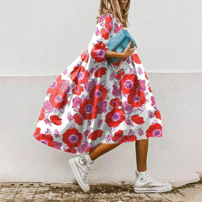 Dresses For Women 2023 Autumn New Loose Color Printed Vestidos Fashion Casua Party Vacation Ladies Bohemian Beach Dress MsChuh
