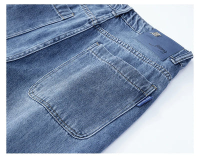 Men's Straight-Leg Jeans, Minimalist for All Seasons, Loose with Drape, Narrow-Wide Leg, Retro Casual Long Pants, Sizes 28-38