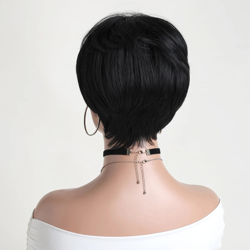 Synthetic Short Curly Black Wigs For Women 10 Inch Natural Looking Wig Suitable For Gathering Wedding Ball Party