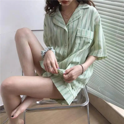 New Women Sleepwear Cartoon Pajamas Female Short  Pants Short Sleeved Summer Spring Loungewear Fashion Home Clothing Homewear