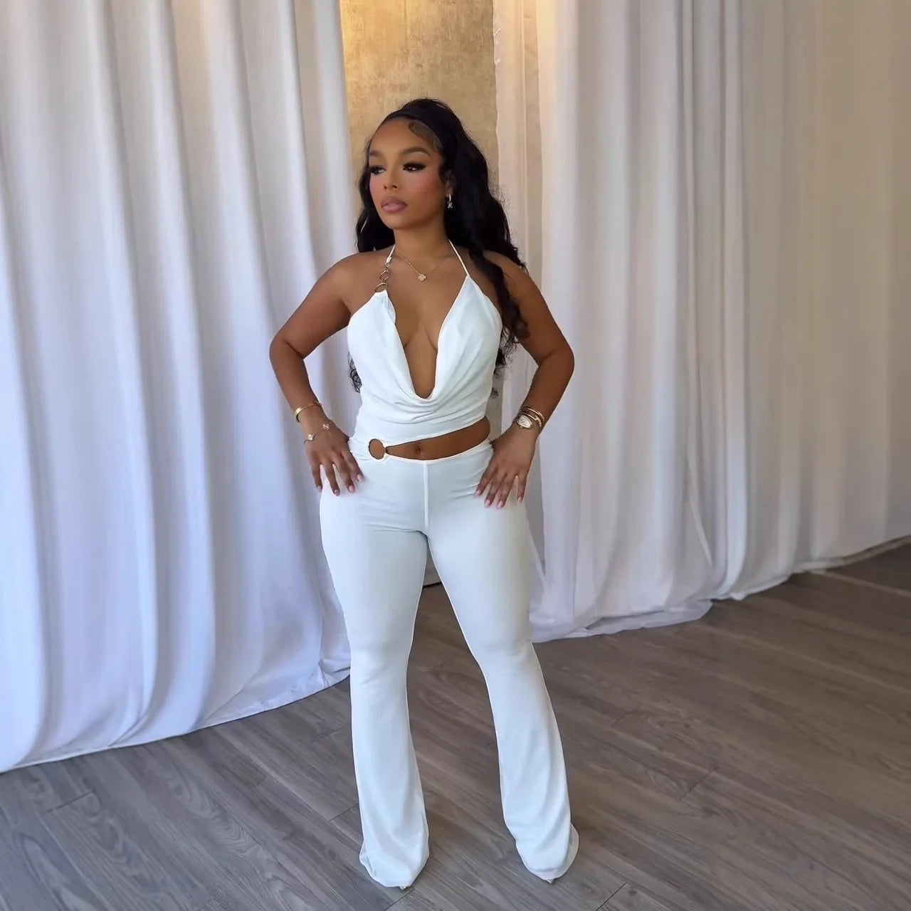 Women Jumpsuits For Summer Autumn Sleeveless Solid Color Bandage Loose Fashion Streetwear Overalls Wide Leg Pants Trousers 2025