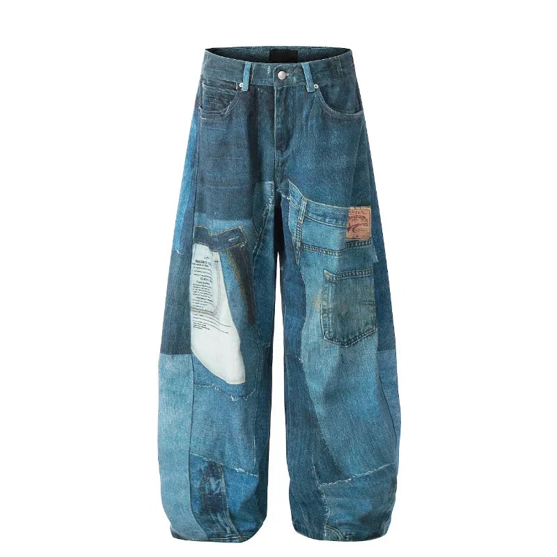 G6676# Blue Men Women Jeans Fashion Vintage Streetwear Y2K Wide Leg Jean Trouser Baggy Denim Pants